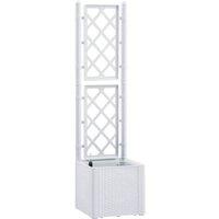 vidaXL Garden Raised Bed with Trellis and Self Watering System White, White