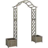 vidaXL Garden Pergola with Planter Grey Solid Firwood, Grey