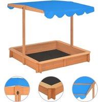 vidaXL Sandbox with Adjustable Roof Firwood 115x115x115 cm, Brown