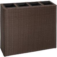 vidaXL Garden Raised Bed with 4 Pots Poly Rattan Brown, Brown