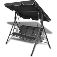 vidaXL Garden Swing Bench with Canipy Black, Black