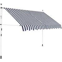 vidaXL Manual Retractable Awning 250cm Blue and White Stripes, Blue