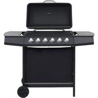 vidaXL Gas BBQ Grill With 6 Cooking Zones Steel Black