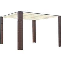 vidaXL Gazebo with Roof Poly Rattan 300x300x200 cm Brown and Cream, Brown
