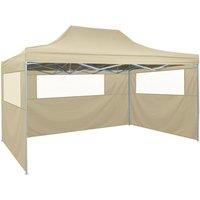 vidaXL Foldable Tent with 3 Walls 3x4.5 m Cream, Cream