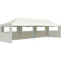 vidaXL Folding Pop-up Party Tent with 5 Sidewalls 3x9 m Cream, Cream