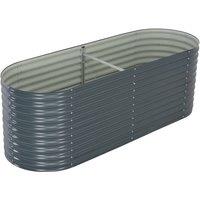 vidaXL Garden Raised Bed 240x80x81cm Galvanised Steel Grey, Grey