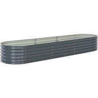 vidaXL Garden Raised Bed 320x80x44cm Galvanised Steel Grey, Grey