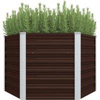 vidaXL Garden Raised Bed Brown 129x129x77cm Galvanised Steel, Brown