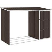 vidaXL Garden Firewood Shed Brown 245x98x159cm Galvanised Steel, Brown
