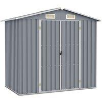 vidaXL Garden Shed Grey 205x129x183cm Galvanised Steel, Grey