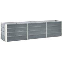 vidaXL Garden Raised Bed Galvanised Steel 240x40x45cm Grey, Grey
