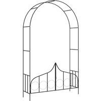 vidaXL Garden Arch With Gate Black 138x40x238cm Iron, Black