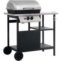 vidaXL Gas BBQ Grill With 3-layer Side Table Black And Silver