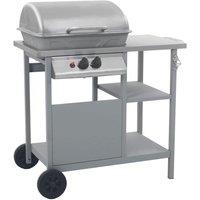 vidaXL Gas BBQ Grill With 3-layer Side Table Black And Silver