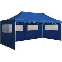 vidaXL Professional Folding Party Tent with 4 Sidewalls 3x6 m Steel Blue, Blue
