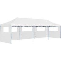 vidaXL Folding Pop-up Party Tent With 5 Sidewalls 3x9 M White, White