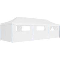 vidaXL Folding Pop-up Party Tent with 8 Sidewalls 3x9 m White, White