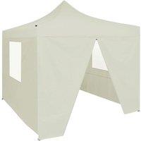 vidaXL Professional Folding Party Tent with 4 Sidewalls 2x2 m Steel Cream, Cream