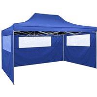 vidaXL Professional Folding Party Tent with 3 Sidewalls 3x4 m Steel Blue, Blue
