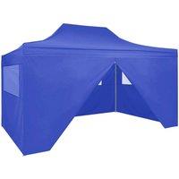 vidaXL Professional Folding Party Tent with 4 Sidewalls 3x4 m Steel Blue, Blue