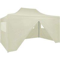 vidaXL Professional Folding Party Tent with 4 Sidewalls 3x4 m Steel Cream, Cream