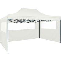 vidaXL Professional Folding Party Tent with 3 Sidewalls 3x4 m Steel White, White