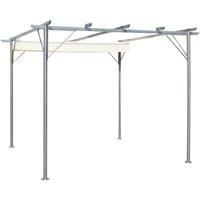 vidaXL Pergola With Retractable Roof Cream White 3x3 M Steel, Cream