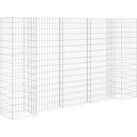 vidaXL H-Shaped Gabion Planter Steel Wire 260x40x150 cm, Silver