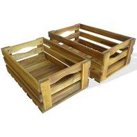 vidaXL Apple Crate Set 2 Pieces Solid Acacia Wood, Brown