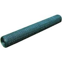 vidaXL Mesh Fence Galvanised Steel Hexagon 1x25 M Dark Green, Green