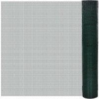 vidaXL Chicken Wire Fence Galvanised With PVC Coating 10x1 M Green, Green