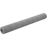 vidaXL Chicken Wire Fence Galvanised Steel 25x1.2 M Silver, Silver