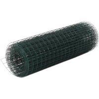 vidaXL Chicken Wire Fence Steel With PVC Coating 10x0.5 M Green, Green