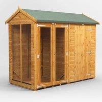 8X4 Power Apex Summerhouse Combi Including 4Ft Side Store, Brown
