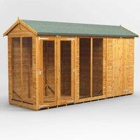 12X4 Power Apex Summerhouse Combi Including 4Ft Side Store, Brown