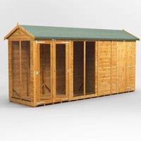 14X4 Power Apex Summerhouse Combi Including 4Ft Side Store, Brown