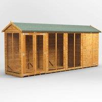 16X4 Power Apex Summerhouse Combi Including 4Ft Side Store, Brown