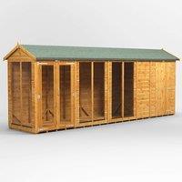 18X4 Power Apex Summerhouse Combi Including 4Ft Side Store, Brown