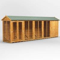 20X4 Power Apex Summerhouse Combi Including 4Ft Side Store, Brown