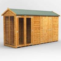12X4 Power Apex Summerhouse Combi Including 6Ft Side Store, Brown