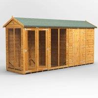14X4 Power Apex Summerhouse Combi Including 6Ft Side Store, Brown