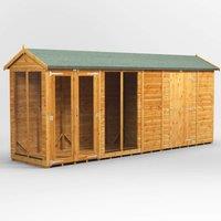 16X4 Power Apex Summerhouse Combi Including 6Ft Side Store, Brown