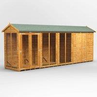 18X4 Power Apex Summerhouse Combi Including 6Ft Side Store, Brown