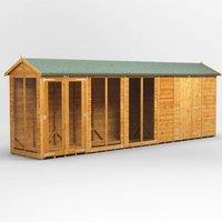 20X4 Power Apex Summerhouse Combi Including 6Ft Side Store, Brown