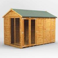 10X6 Power Apex Summerhouse Combi Including 4Ft Side Store, Brown