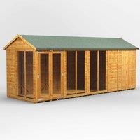 18X6 Power Apex Summerhouse Combi Including 4Ft Side Store, Brown