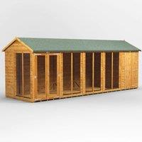 20X6 Power Apex Summerhouse Combi Including 4Ft Side Store, Brown