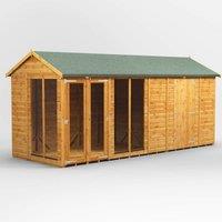 16X6 Power Apex Summerhouse Combi Including 6Ft Side Store, Brown