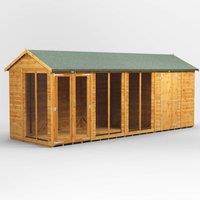 18X6 Power Apex Summerhouse Combi Including 6Ft Side Store, Brown